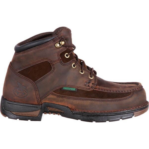 Georgia Boot Men's Waterproof Work Boot, 10 W, Steel Toe, 6 in H, Brown, G7603 - G7603