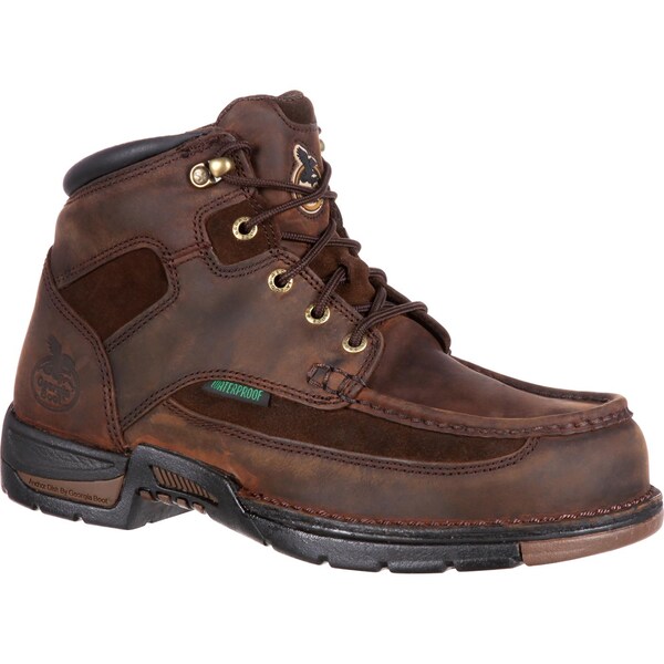 Georgia Boot Men's Waterproof Work Boot, 10 W, Steel Toe, 6 in H, Brown, G7603 - G7603