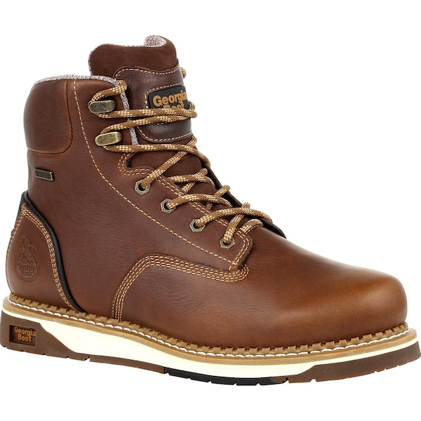 Georgia Boot Men's Wedge Waterproof Work Boot, 8 M, Steel Toe, 6 in H, Brown, GB00351 - GB00351