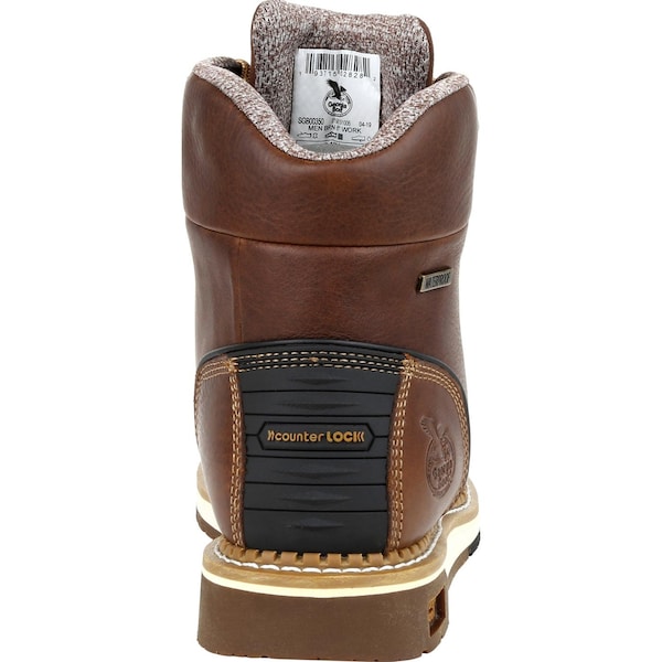 Georgia Boot Men's Wedge Waterproof Work Boot, 8 M, Steel Toe, 6 in H, Brown, GB00351 - GB00351
