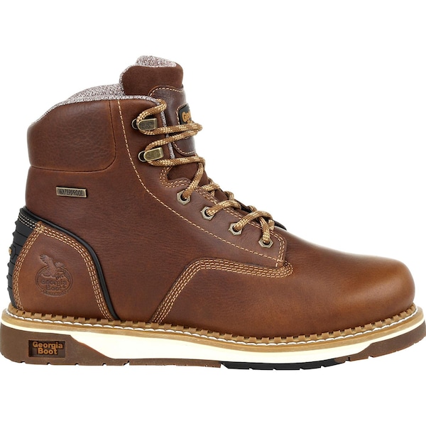 Georgia Boot Men's Wedge Waterproof Work Boot, 8 M, Steel Toe, 6 in H, Brown, GB00351 - GB00351