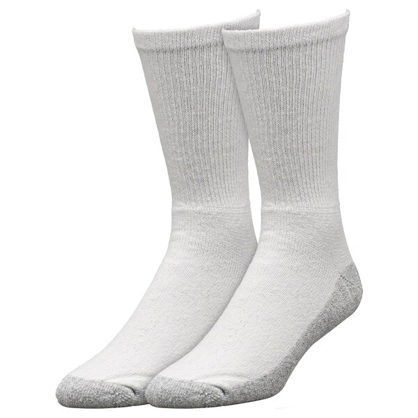 Railroad Sock Men's Crew Work Socks, Size 6-12 M, White/Grey, 4PK - RW50