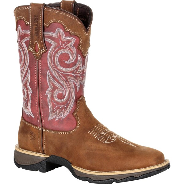 Durango Women's Western Boot, 9.5 M, Leather, 10 in H, Briar Brown/Rusty Red - DRD0349