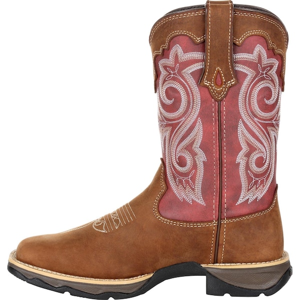 Durango Women's Western Boot, 9.5 M, Leather, 10 in H, Briar Brown/Rusty Red - DRD0349