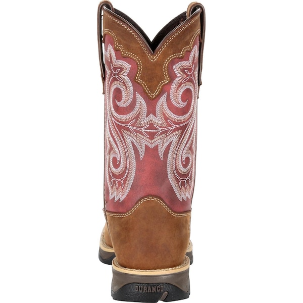 Durango Women's Western Boot, 9.5 M, Leather, 10 in H, Briar Brown/Rusty Red - DRD0349