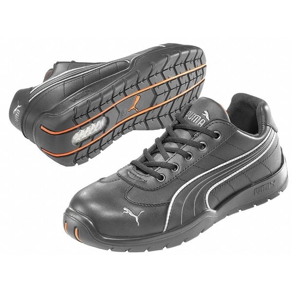 Puma Safety Shoes Men's Athletic Shoe, Steel Toe, Leather Upper, Rubber Outsole, Lace Up, Black, 6 EE - 642625-06
