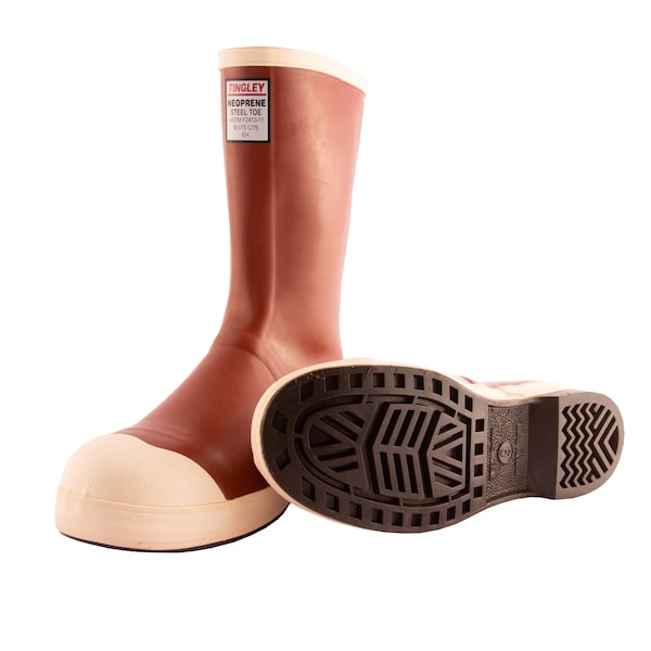Tingley Men's Mid Rubber Boots, 12 Steel Toe, 12-1/2" H, Brick Red, MB922B - MB922B