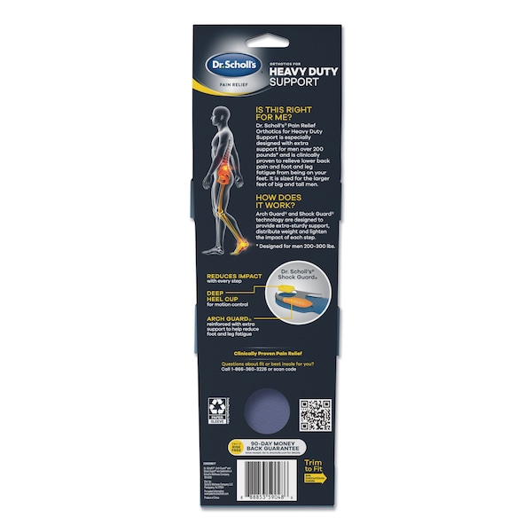 Dr. Scholls Pain Relief Orthotic Heavy Duty Support Insoles, Men Sizes 8-14, Pair PR - DSC59048