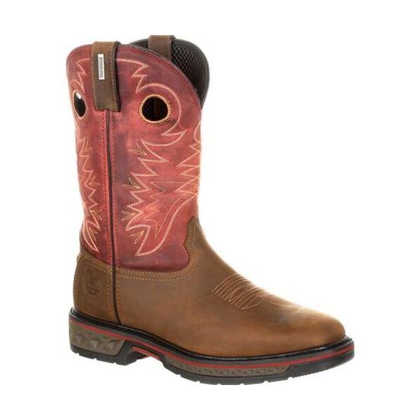 Georgia Boot Carbo-Tec, Men's Waterproof Western Work Boot, SPR Leather, 11 in Height, Brown and Red - GB00221