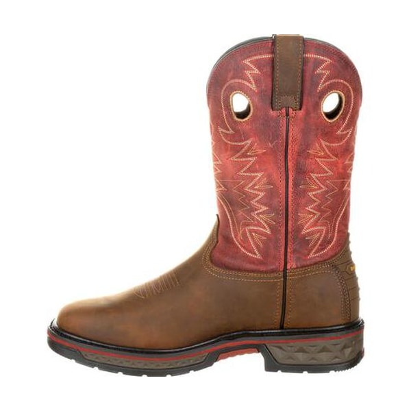 Georgia Boot Carbo-Tec, Men's Waterproof Western Work Boot, SPR Leather, 11 in Height, Brown and Red - GB00221