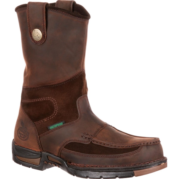 Georgia Boot Athens, Men's Waterproof Wellington Work Boot, 10 W, Leather/Suede, 10 in Height, Brown - G4403