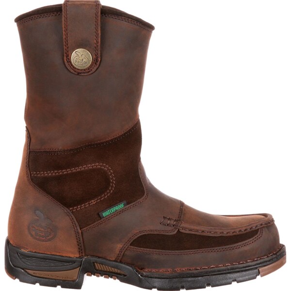 Georgia Boot Athens, Men's Waterproof Wellington Work Boot, 10 W, Leather/Suede, 10 in Height, Brown - G4403
