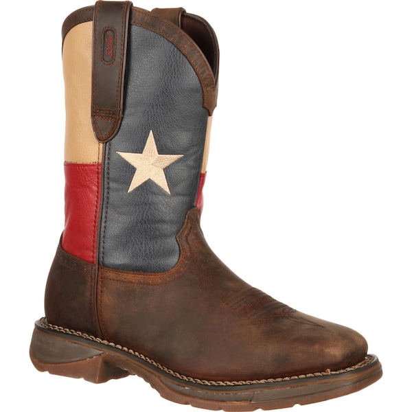 Durango Men's Texas Flag Western Boot, 9 W, Steel Toe, Dark Brown, DB021 - DB021