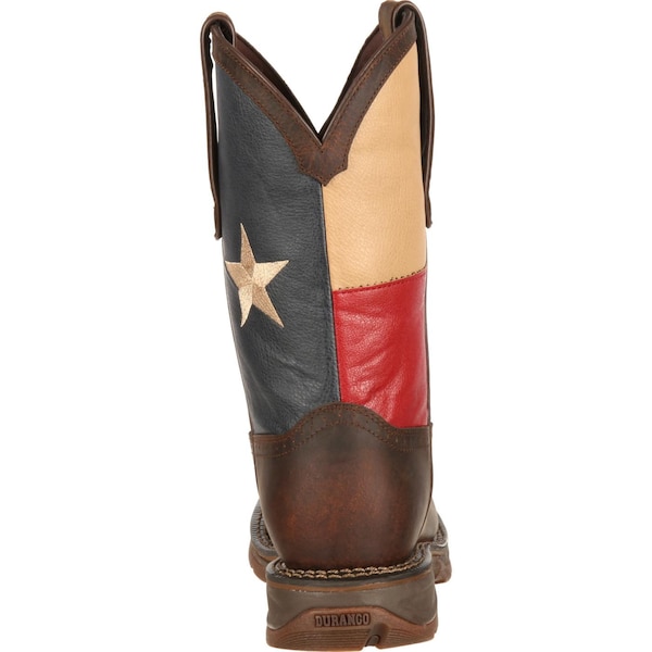 Durango Men's Texas Flag Western Boot, 9 W, Steel Toe, Dark Brown, DB021 - DB021