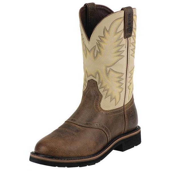 Justin Original Workboots Men's Western Boot, 11 EE, Steel Toe, 11 in H, Brown, WK4661 - SE4661