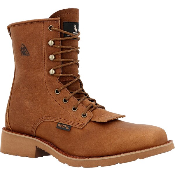 Rocky Waterproof Western Boot, 7.5 M, Leather, 8 in H, Cognac - RKW0436