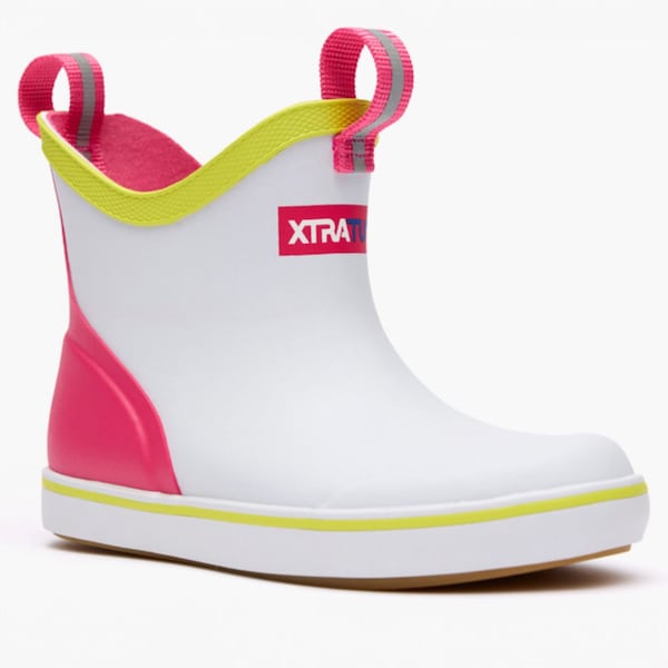 Xtratuf Youth Ankle Boot, Plain Toe Toe, 6 in Height, White Multi Pink, 12 - XKAB101C