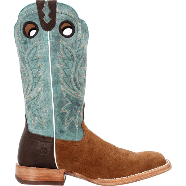 Durango Western Boot, 7.5 W, Leather, 13 in H, Whiskey Tobacco/Aqua - DDB0467