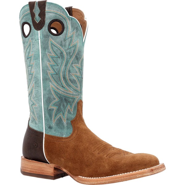 Durango Western Boot, 7.5 W, Leather, 13 in H, Whiskey Tobacco/Aqua - DDB0467