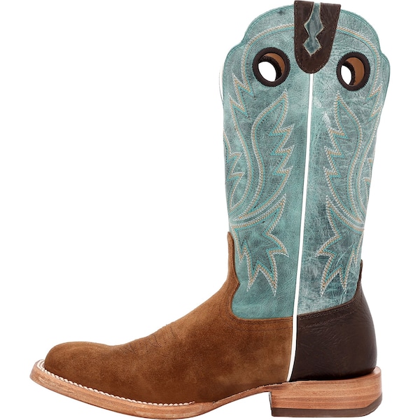 Durango Western Boot, 7.5 W, Leather, 13 in H, Whiskey Tobacco/Aqua - DDB0467