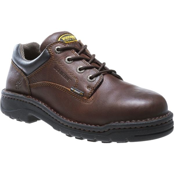 Wolverine Men's Oxford Shoe, Steel Toe, Leather Upper, Polyurethane Outsole, Lace Up, Brown, 8 1/2 M - W04373