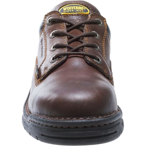 Wolverine Men's Oxford Shoe, Steel Toe, Leather Upper, Polyurethane Outsole, Lace Up, Brown, 8 1/2 M - W04373