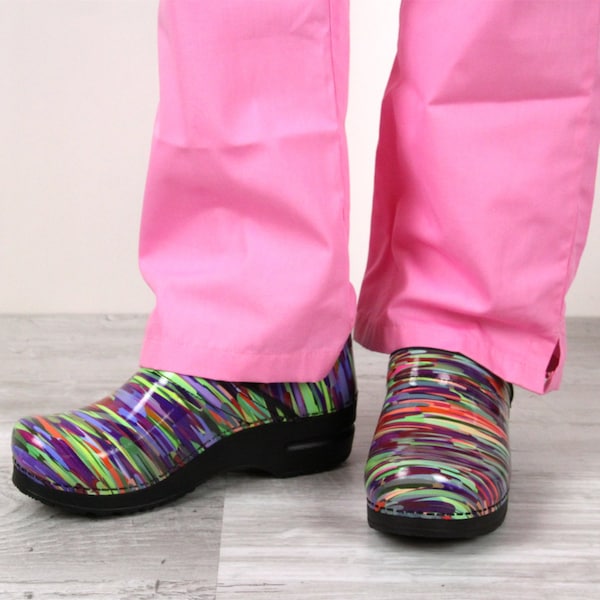 Sanita TIVOLI Women's Closed Back Clog in Multicolor Stripes, Size 6.5-7, PR - 477926-090-38