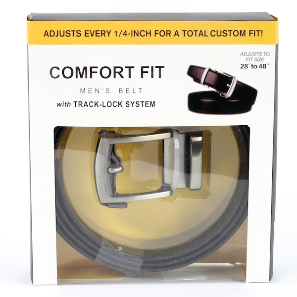 Leather Impressions Comfort Fit Track Belt Adjustable for Custom Waistline 28 to 48 Inch - Black - BL188BK