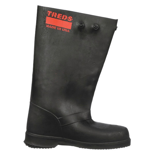 Treds Overboots Overboots, Plain Toe, 17 in Height, Snap Tab Closure, Block-Tread Sole, Black, M/L - 17856
