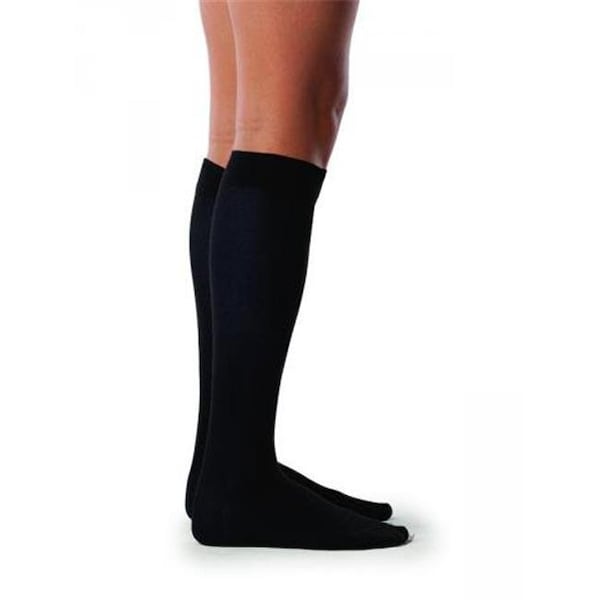 Sigvaris Sigvaris Sea Island Cotton 222CSLW99 20-30 mmHg Womens Closed Toe Socks; Black - Small; Long - 222CSLW99