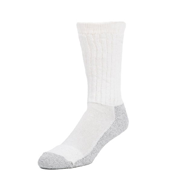 Railroad Sock Men's Steel Toe Boot Crew Socks, Size 6-12 M, White/Grey, 1PR - 6124