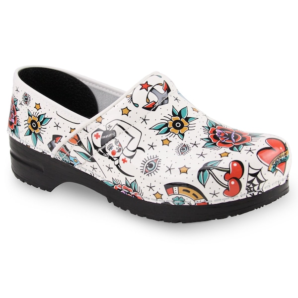 Sanita ROCKABILLY Women's Closed Back Clog in Traditional Tattoo, Size 6.5-7, PR - 475666-001-38