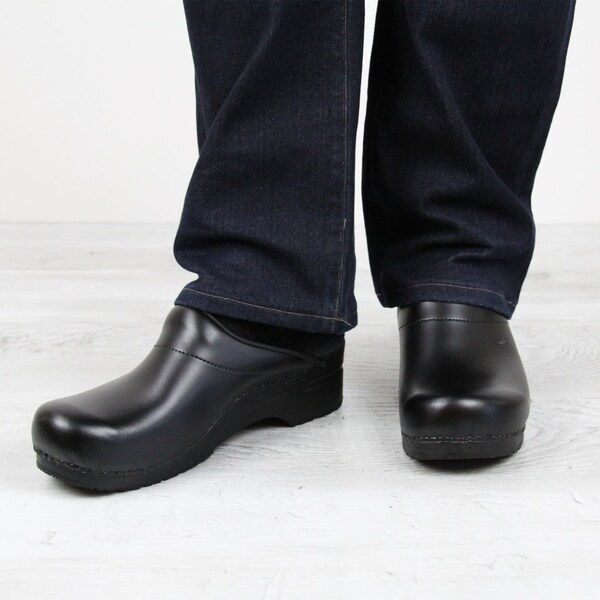 Sanita KARL PU Men's Open Back Clog in Black, Size 10.5-11, PR - 1500050-002-45