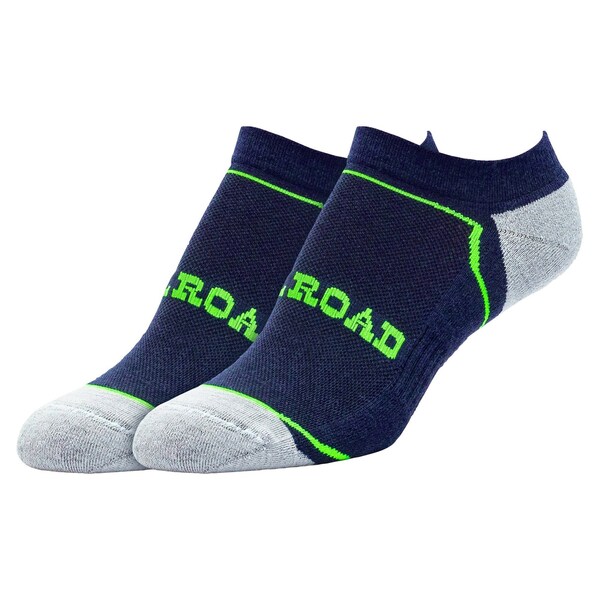 Railroad Sock Outdoor No Show Socks, Size 5-10 W/4-7.5 M, Navy/Lime, 2PK - OD291NSLI