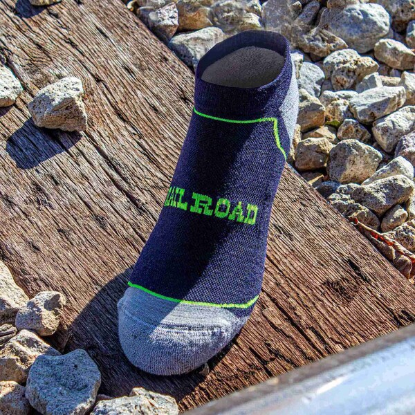 Railroad Sock Outdoor No Show Socks, Size 5-10 W/4-7.5 M, Navy/Lime, 2PK - OD291NSLI