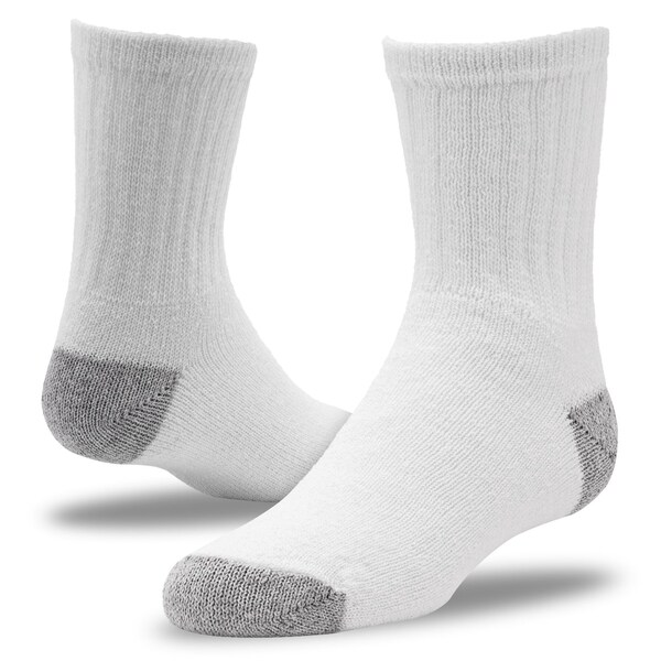 Railroad Sock Youth Crew Socks, Size 13-5Y, White/Grey, 6PK - 7080