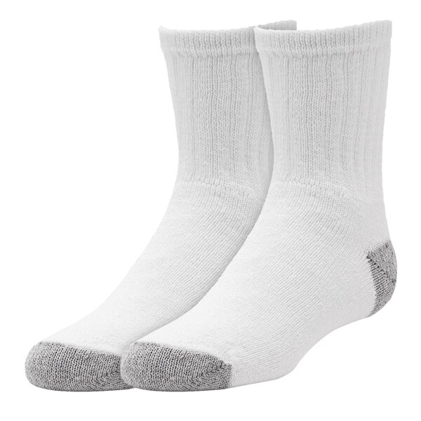 Railroad Sock Youth Crew Socks, Size 13-5Y, White/Grey, 6PK - 7080