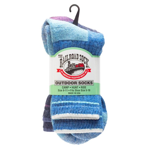 Railroad Sock Outdoor Wool Micro Crew Socks, Size 5-10 W/4-7.5 M, Assorted Colors, 2PK - OD 292 MC