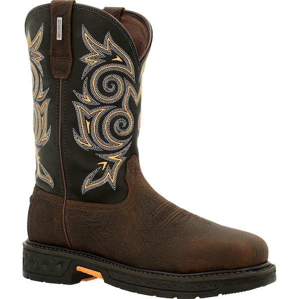Georgia Boot Men's Waterproof Western Work Boot, 9.5 M, Steel Toe, 11 in H, Brown, Navy, GB00437 - GB00437  M  095