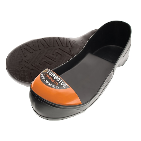 Impacto Toe Cap Overshoes, Composite Toe, 3 in Height, Ribbed Sole, Black, Orange, L - TTCOMPL