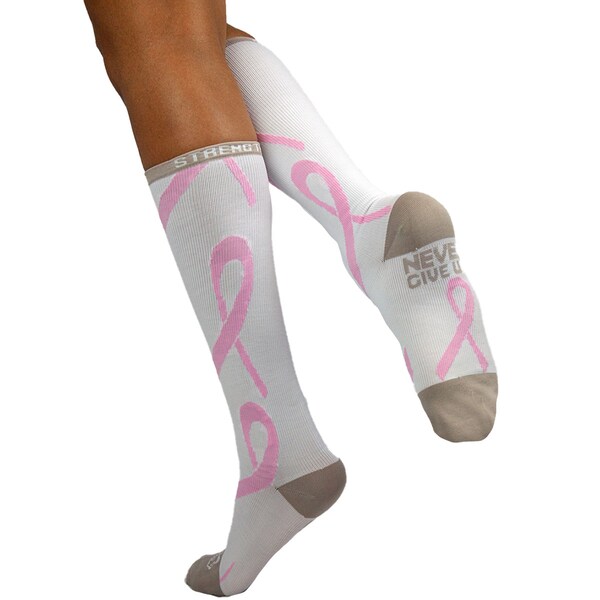 Zayaan Health Ribbon Compression Socks, White/Pink, PR - BLZH-CSRS-5WP