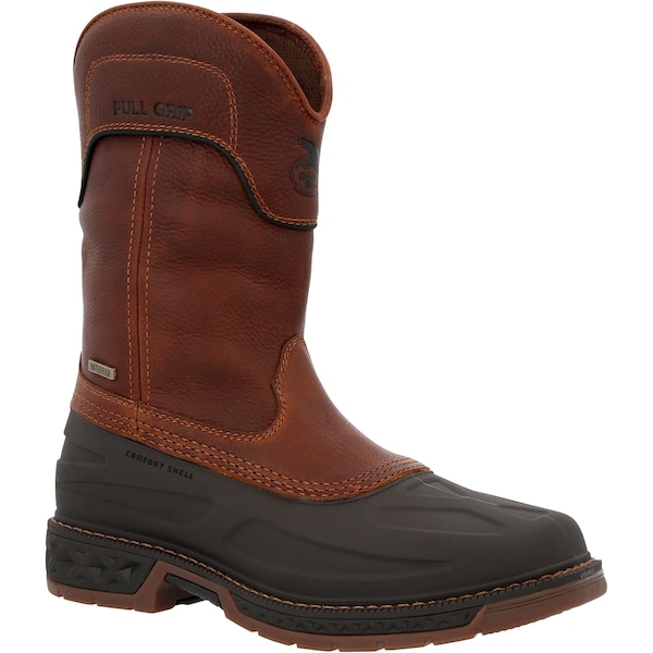 Georgia Boot Men's Waterproof Pull-On Boot, 11 W, Steel Toe, 11 in H, Brown, GB00471 - GB00471  W  110