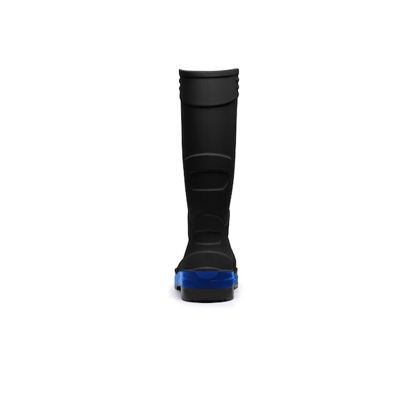 Shoes For Crews Unisex Sentinel Tall Rubber Boots, Plain Toe, 14.5 in Height, Black/Blue, 12 - 63610