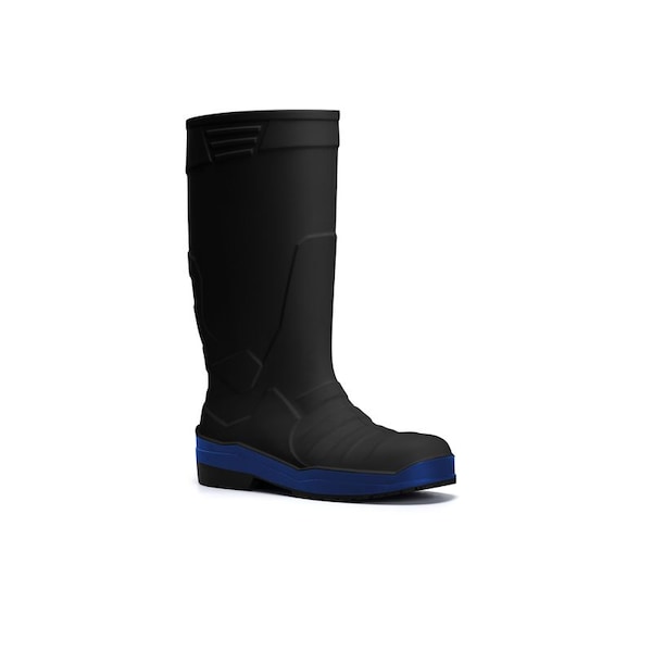 Shoes For Crews Unisex Sentinel Tall Rubber Boots, Plain Toe, 14.5 in Height, Black/Blue, 12 - 63610
