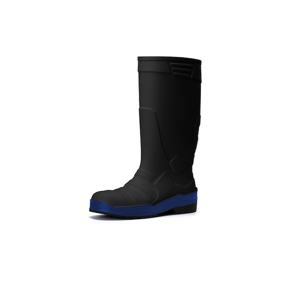 Shoes For Crews Unisex Sentinel Tall Rubber Boots, Plain Toe, 14.5 in Height, Black/Blue, 12 - 63610