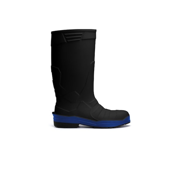 Shoes For Crews Unisex Sentinel Tall Rubber Boots, Plain Toe, 14.5 in Height, Black/Blue, 12 - 63610