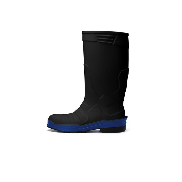 Shoes For Crews Unisex Sentinel Tall Rubber Boots, Plain Toe, 14.5 in Height, Black/Blue, 12 - 63610
