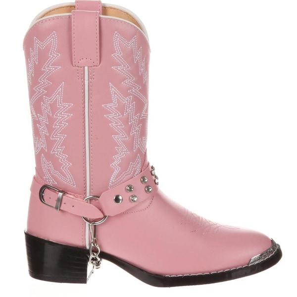 Durango Kids Western Boot, 4.5 D, Leather, 10 in H, Pink Bling - BT668