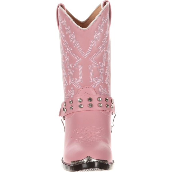 Durango Kids Western Boot, 4.5 D, Leather, 10 in H, Pink Bling - BT668