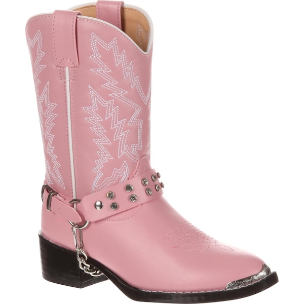 Durango Kids Western Boot, 4.5 D, Leather, 10 in H, Pink Bling - BT668